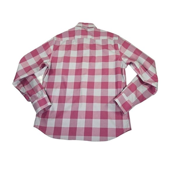 Twillory Tailored Fit Pink Gray Plaid Check Button Up Dress Shirt Men's Medium - Picture 9 of 12